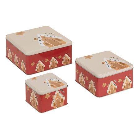 SQUARE COOKIE XMAS TIN X3 ASR