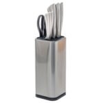 Silver Precision stainless steel knife block with 5 knives and a pair of scissors