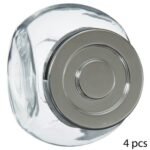 Set of 4 0.2-l glass spice jars with stainless steel lids