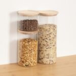 SET VAN 3 HERMETISCHE GLAZEN POTTEN MET HOUTEN DEKSEL - Afbeelding 14