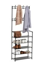 ENTREE KAPSTOK 8 HAKEN EN 5 PLANKEN INTISSA METAAL EN PLASTIC ZWART - Afbeelding 7