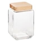 Square glass and pine jar 1.7 l