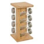 REK VOOR 8 SPECERIJPOTTEN GLAS COZY L. 13 X B. 13 X H. 26,5 CM BAMBOE STEUN