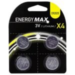 Pack of 4 CR2025 lithium button batteries with display