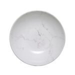 Diep bord Géométrie decor marmer diam 20 cm wit
