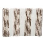 Dikke badmat 50 x 75 cm met gestreept taupe