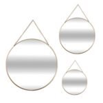 Set van 3 ronde Badkamer, Badkamer > Spiegels met ketting Leny metaal goud