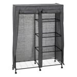 Kledingkast met hanggedeelte en 5 legplanken op wieltjes