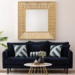 3-zits vaste bank Candice blauw fluweel - Afbeelding 2