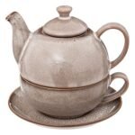 Theepot solitaire Callie taupe keramiek