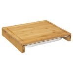 Bamboe snijplank met roestvrijstalen lekbak 35 x 28 cm